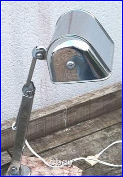 Ancienne Lampe De Bureau Métal Chromé Et Marbre Art Déco