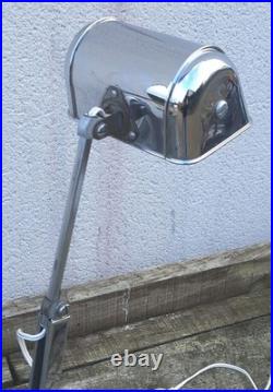 Ancienne Lampe De Bureau Métal Chromé Et Marbre Art Déco
