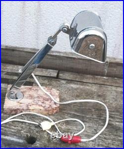 Ancienne Lampe De Bureau Métal Chromé Et Marbre Art Déco