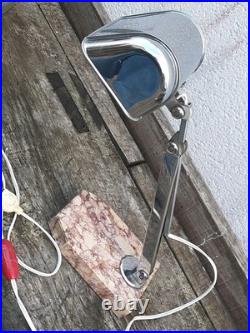 Ancienne Lampe De Bureau Métal Chromé Et Marbre Art Déco