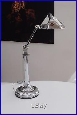 Ancienne Lampe De Bureau Reglable En Chrome 1930 Art Deco Modele Pirouett