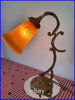 Ancienne Lampe De Bureau Style Art-deco Signé Delatte Nancy