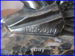 Ancienne Lampe De Chevet Limousin Art Deco Antilope Sur Socle En Marbre