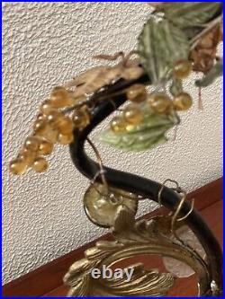 Ancienne Lampe Des Années 1950 Environ Verrre Et Métal? Décor Floral