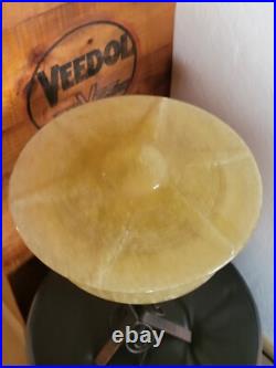 Ancienne Lampe Fer Forgé Verre Opaque Jaune Art Déco 1930