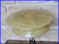 Ancienne Lampe Fer Forgé Verre Opaque Jaune Art Déco 1930