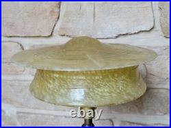 Ancienne Lampe Fer Forgé Verre Opaque Jaune Art Déco 1930