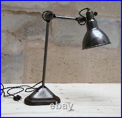 Ancienne Lampe GRAS 206 SGDG nickelée Art Deco Bauhaus Factory Table Lamp 1920
