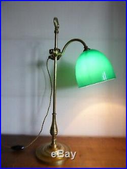 Ancienne Lampe Lampe Bureau Tulipe Verre Opaline Art Deco 1920/30 Brevette Paris