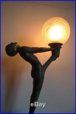 Ancienne Lampe Model Lueur Lumineuse Signee Le Verrier Paris XX Art Deco