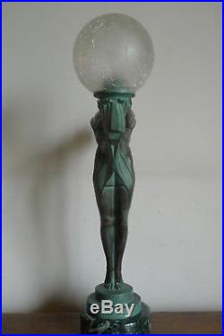 Ancienne Lampe Model Lueur Lumineuse Signee Le Verrier Paris XX Art Deco