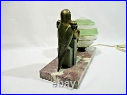 Ancienne Lampe Veilleuse De Chevet Oiseaux Perruche Art Deco Old Lamp Alte Lampe