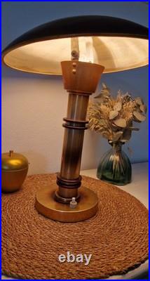 Ancienne Lampe de Bureau Art Déco Type Paquebot 1930 Laiton Électricité Révisée