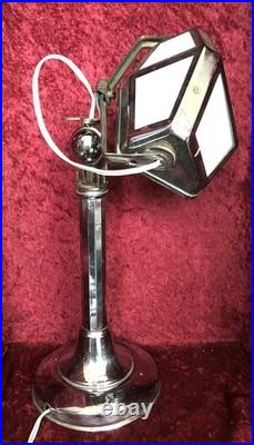Ancienne Lampe de Bureau Pirouett Chromée, Art déco
