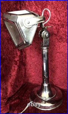 Ancienne Lampe de Bureau Pirouett Chromée, Art déco