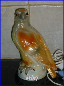 Ancienne Veilleuse En Porcelaine Aigle Rapace Lampe Art Deco