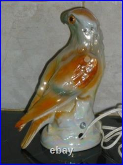 Ancienne Veilleuse En Porcelaine Aigle Rapace Lampe Art Deco