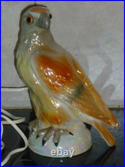 Ancienne Veilleuse En Porcelaine Aigle Rapace Lampe Art Deco