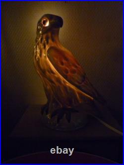 Ancienne Veilleuse En Porcelaine Aigle Rapace Lampe Art Deco