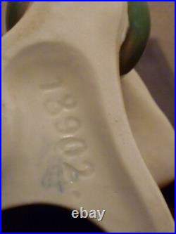 Ancienne Veilleuse En Porcelaine Chat Et Ballon Lampe Art Deco Signee 18 CM