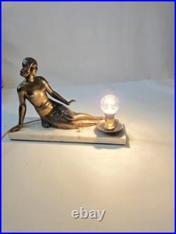Ancienne Veilleuse Lampe Art Déco S. MILAN Marbre / Vintage Art Deco Lamp