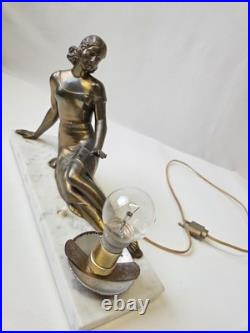 Ancienne Veilleuse Lampe Art Déco S. MILAN Marbre / Vintage Art Deco Lamp