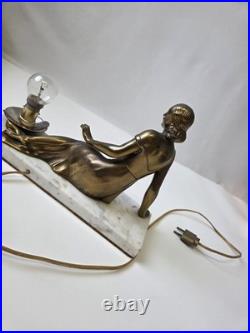 Ancienne Veilleuse Lampe Art Déco S. MILAN Marbre / Vintage Art Deco Lamp