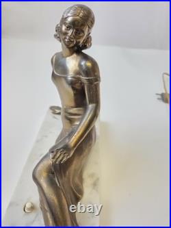 Ancienne Veilleuse Lampe Art Déco S. MILAN Marbre / Vintage Art Deco Lamp