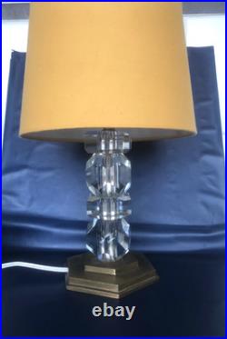 Ancienne et superbe lampe en laiton doré & verre MORAND PARIS dlg ADNET