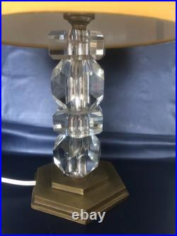 Ancienne et superbe lampe en laiton doré & verre MORAND PARIS dlg ADNET