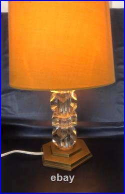 Ancienne et superbe lampe en laiton doré & verre MORAND PARIS dlg ADNET