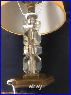 Ancienne et superbe lampe en laiton doré & verre MORAND PARIS dlg ADNET
