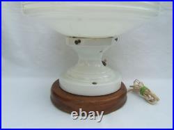 Ancienne importante lampe art déco skyscraper toupie soucoupe volante en verre