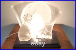 Ancienne lampe Art déco verre épais pressé moulé visage de femme dlg Lalique