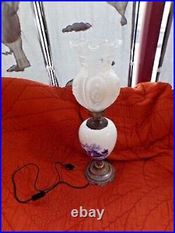 Ancienne lampe à pétrole-Delfts Blue-porcelaine Delft-électrifiée-décor moulin