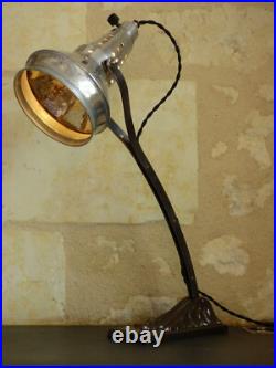 Ancienne lampe à réflecteur miroirs, NIAM Art Déco. Epoque GRAS, JIELDE, atelier