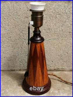 Ancienne lampe art déco 1900 marqueterie style leleu marquetry lamp