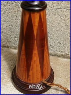 Ancienne lampe art déco 1900 marqueterie style leleu marquetry lamp