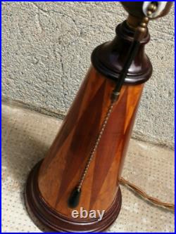 Ancienne lampe art déco 1900 marqueterie style leleu marquetry lamp