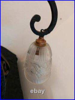 Ancienne lampe art déco tulipe verre moulé pressé Muller Degué Schneider
