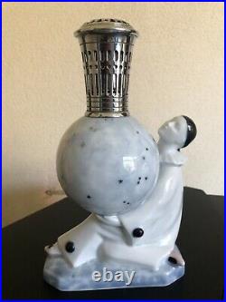 Ancienne lampe berger pierrot porcelaine art déco Camille Tharaud