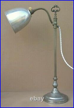 Ancienne lampe de bureau MONIX articulée hauteur réglable laiton nickelé déco