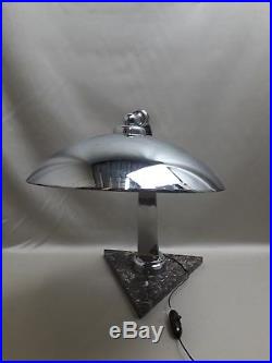 Ancienne lampe de bureau art déco chromée industriel vintage Lamp