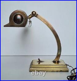 Ancienne lampe de bureau ou de table en laiton art-déco vintage vers 1930-1940