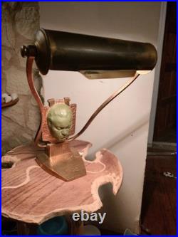 Ancienne lampe de piano bronze portrait de Beethoven