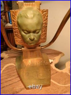 Ancienne lampe de piano bronze portrait de Beethoven