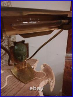 Ancienne lampe de piano bronze portrait de Beethoven