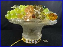 Ancienne lampe de table d'époque art déco coupe fruits murano verre pressé