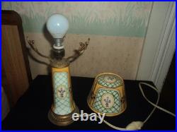 Ancienne lampe en céramique Art déco chevet laiton bronze