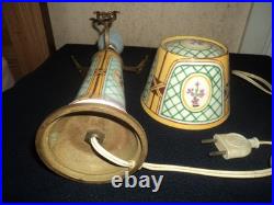 Ancienne lampe en céramique Art déco chevet laiton bronze